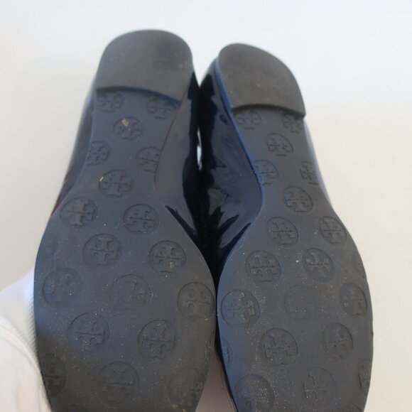 Authentic Womens Tory Burch Reva Ballet Royal Navy Patent Leather Flat Shoes 10 - Picture 7 of 12